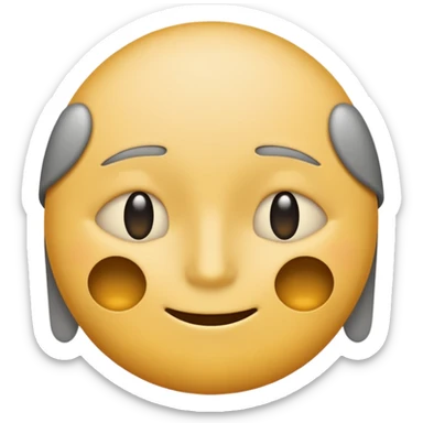 A neutral-colored emoji face (light gray or pale yellow) with half-closed eyes, small dark circles underneath, and a tiny straight-line mouth. A small power symbol (⏻) floats above the head or appears faded on the forehead, suggesting low energy or mental exhaustion. sticker