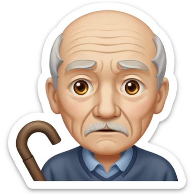 old man with Resentment - bitter indignation at having been treated unfairly - waving cane sticker