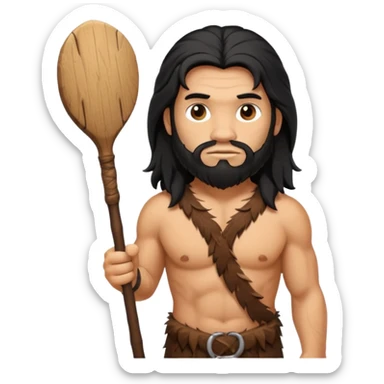 CAVERNÍCOLA con su palo en la mando y recargado en el hombro  sticker