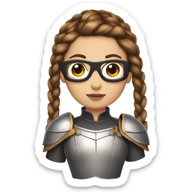 Girl knight with French braids, brown hair and sunglasses sticker