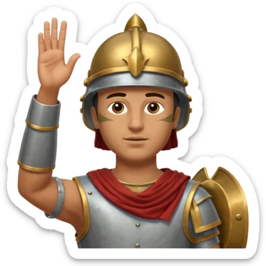 an ancient roman republic soldier doing a salute where he points all his fingers to the sky straight with his right hand like a WW2 german salute sticker