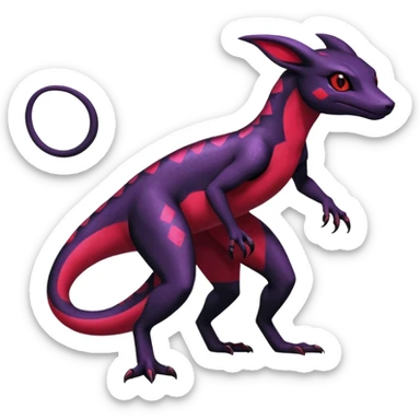Anthropomorphic Scaley Exotic Salandit-Salazzle-Umbreon-Fakémon-hybrid-creature (full body)  sticker