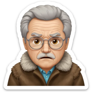 make old old man like 80 with gray hair and fur has HUGE EYE brows and glasses and is always mad and gay sticker