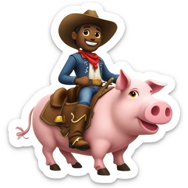 Cowboy on a pig sticker