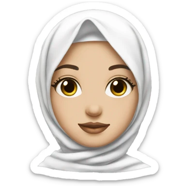 pretty girl wearing a white hijab with nice lashes sticker