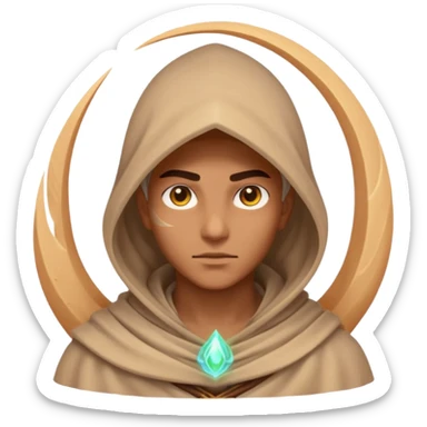 desert sand mage portrait, head and shoulders only, mystical hood, swirling sand aura, glowing eyes, fantasy vibe, 3D cartoon, mobile game icon style, clean background, no text, no watermark
 sticker