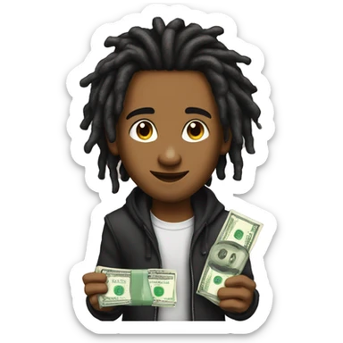 young hustler with money with dread lock hair sticker