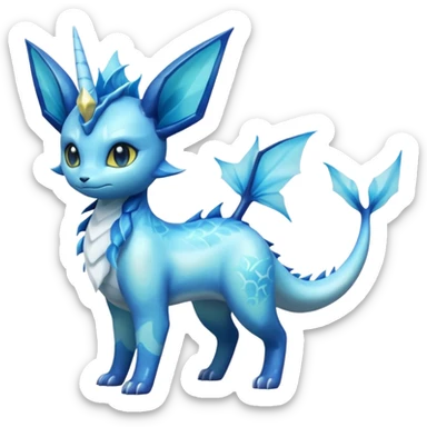 Shiny Nebulae Lumineon-Vaporeon-Amaura-Glaceon-Dragonair-Fakémon-hybrid-creature (full body)  sticker