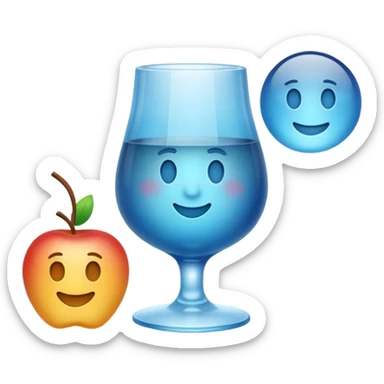 Make a standard set of emoji (all) in the style of glass from Apple, volumetric with a 3D effect and a transparency effect, and a small one with a blue gradient or light blue sticker