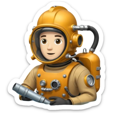 Buceador comercial trabajando, soldando una estructura metalica bajo agua sticker