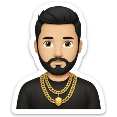 charly flow cabello negro camisa negra barba candena de oro rey  sticker