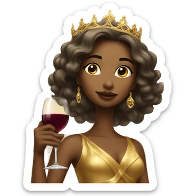 beautiful princess in a golden dress drinking wine sticker