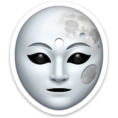 blank white no-mouth-hole masculine mask moon crescent hole  on forehead  sticker