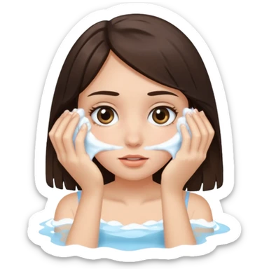 Brunette girl washing her eyes sticker
