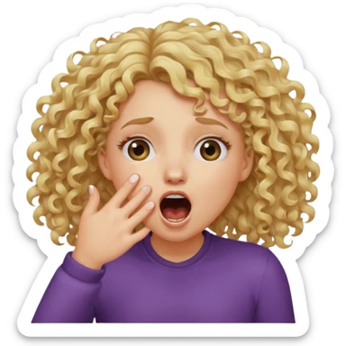 Emoji di ragazza bionda riccia che urla e mette una mano in faccia davanti la bocca e gli occhi sticker