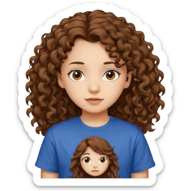 Brown eyes, long curly brown hair straykids t-shirt girl sticker