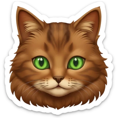 eine braune flauschige niedliche katze mit grünen augen die augen sollen nicht leuchten sondern matt sein und mit verschiedenen brauntönene das fell sticker