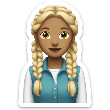 woman with blonde hair in 2 braids sticker