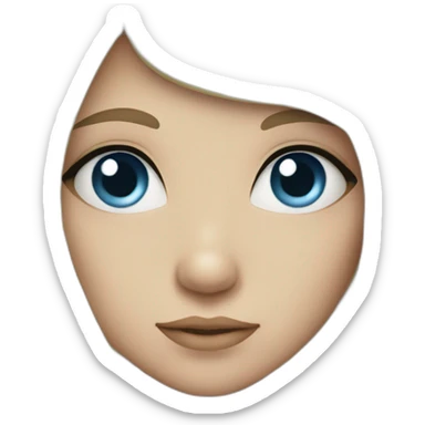 girl with long black hair, thick fringe, blue eyes sticker