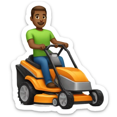 Light brown skin man using lawnmower  sticker