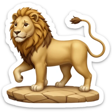 An emoji of a majestic lion from ancient Assyrian art, shown in a hunting scene. sticker