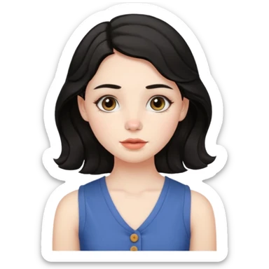 aesthetic girl , pale skin, doe eyes, button nose, soft arched brows,round face,full lips,medium wavy black hair , wears sleeve less,no makeup. please kindly genarate this avatar sticker