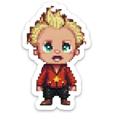 Jack Jack in the style of pixel art, surprised sticker