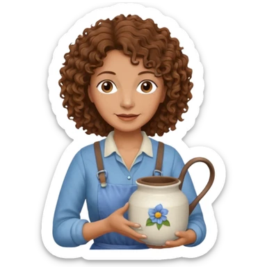 Older female florist – curly hair, holding water pot sticker