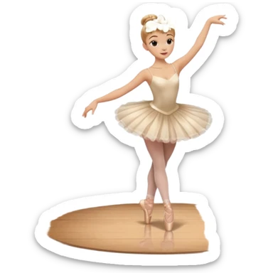 Cinematic Realistic Ballerina Portrait, depicted with lifelike skin texture, subtle rosy undertones, and soft natural lighting that enhances the gentle contours of her face. Her intricately detailed golden blonde hair is elegantly styled in an updo, sticker