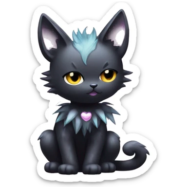 Shiny Cool Punk pastel Black beautiful ethereal fantasy Kawaii Sona Fakemon-cat-animal with edgy bat-wings-ears Full Body sticker