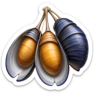emoji of 3 open mussels sticker