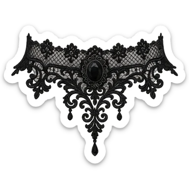 goth object, black lace choker, elegant sticker
