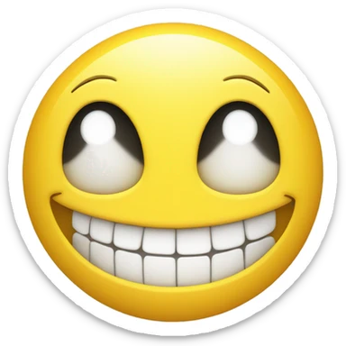 Yellow smiling face showing all white teeth, wearing black specks sticker