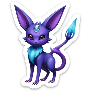Shiny Dark-gradient Exotic Badass Royal Mysterious Gothic Noibat-Espeon-Pokémon-Fakémon-hybrid-creature (full body) sticker
