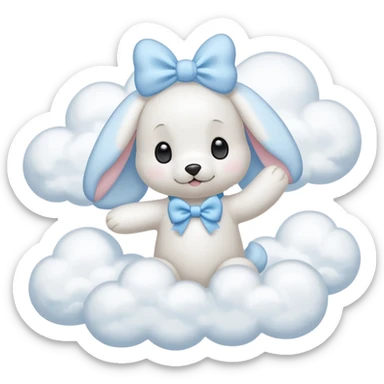 Cinnamon roll from sanrio dancing in the clouds sticker