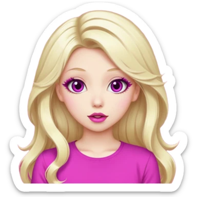 blonde girl, hypnotized eyes, magenta spiral pupils, big pink lips, bimbo, pink top, diva, gyaru, long hair  sticker