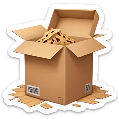 Generate a realistic emoji of a package being desgtroyed  sticker