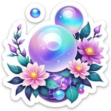 Epic divine legendary celestial flowery complex detailed iridescent gradients marbles aesthetic-scenery-Decorations sticker