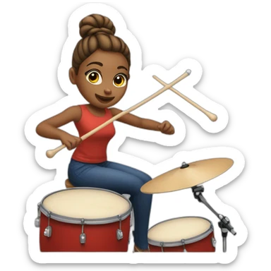 One hair bun girl playing drums sticker