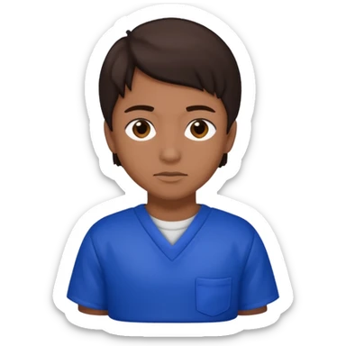 Dre from Lockdown with dre skin, brown eyes, dark brown hair , cobalt blue inmate outfit  sticker