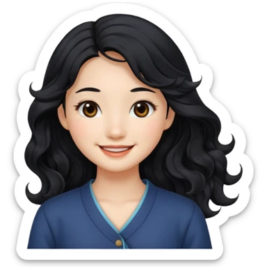 Beautiful girl,Black hair,wavy hair，long hair,Black eyes,Chinese sticker