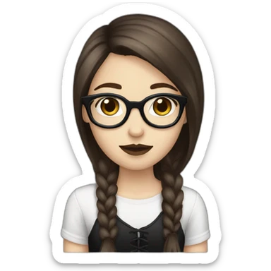 Tall-white-goth-girl-brown-hair-with-glasses sticker