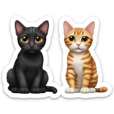 two-cats-bengal-and-cat-black-kitten-together sticker