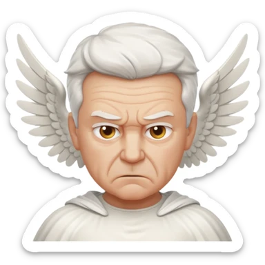 Angry older white male Italian animated angel sticker