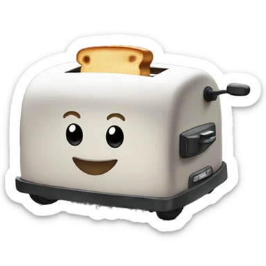 Giant deformed toaster driving down the road sticker