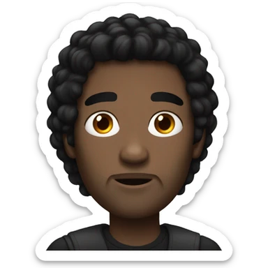 blackhair man round hair  scary sticker