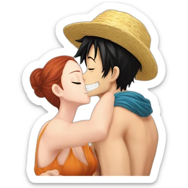 Luffy kissing Nami sticker