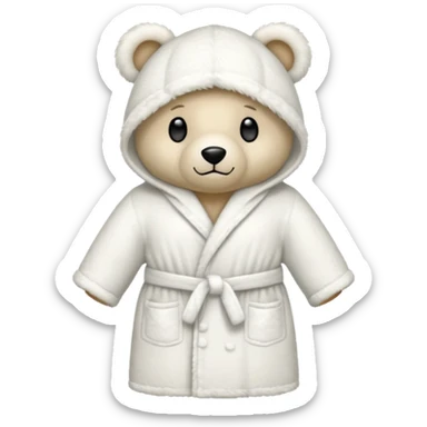 white teddy bear bathrobe sticker