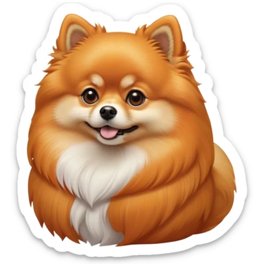 Cinematic Noble Orange Pomeranian Portrait Emoji, Poised and regal, with a compact, fluffy build and a meticulously groomed vibrant orange coat, deep-set soulful brown eyes, Simplified yet sharp and sophisticated features, highly detailed, glowing with a soft, dignified glow, high shine, intelligent and spirited, stylized with an air of elegance, focused and attentive, soft glowing outline, capturing the essence of a watchful and confident companion, so majestic it feels as though it could prance out of the screen with effortless authority! sticker