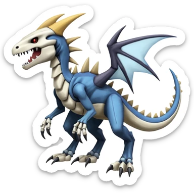 Skeletal Garchomp-Manectric-Marowak-Dialga-Duskull-Electrike-Fakémon-hybrid-creature (full body)  sticker